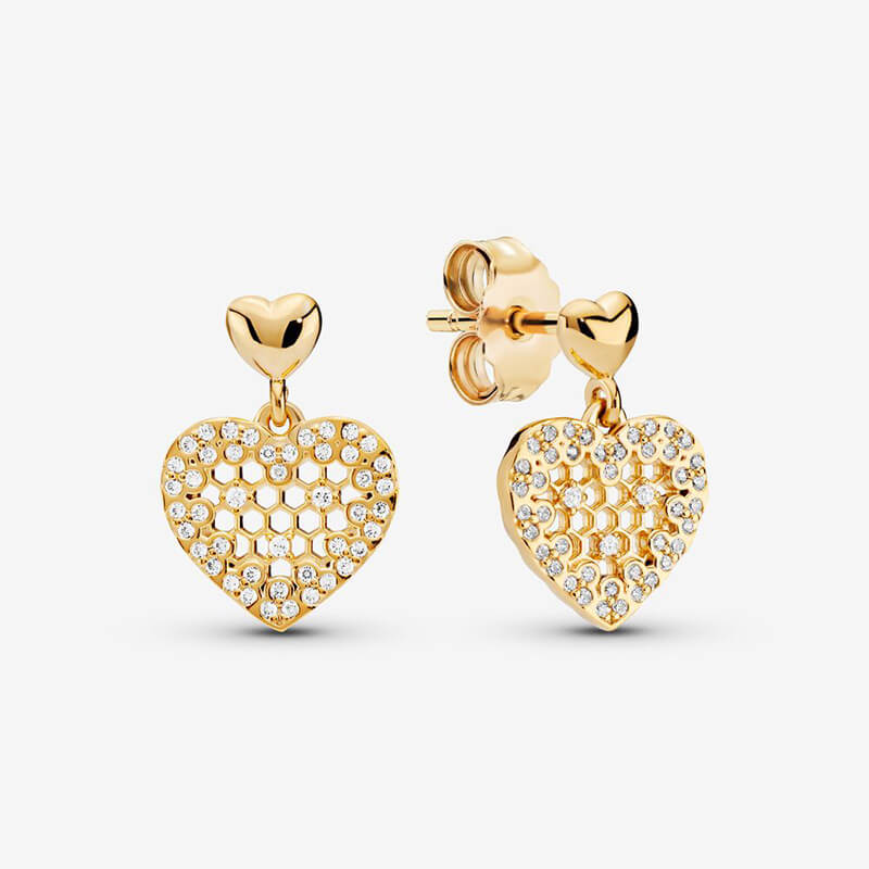 Honey Comb Lace Heart Earrings Honey Comb Lace Heart Earrings