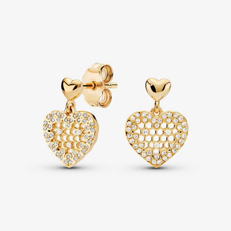 Honey Comb Lace Heart Earrings Honey Comb Lace Heart Earrings