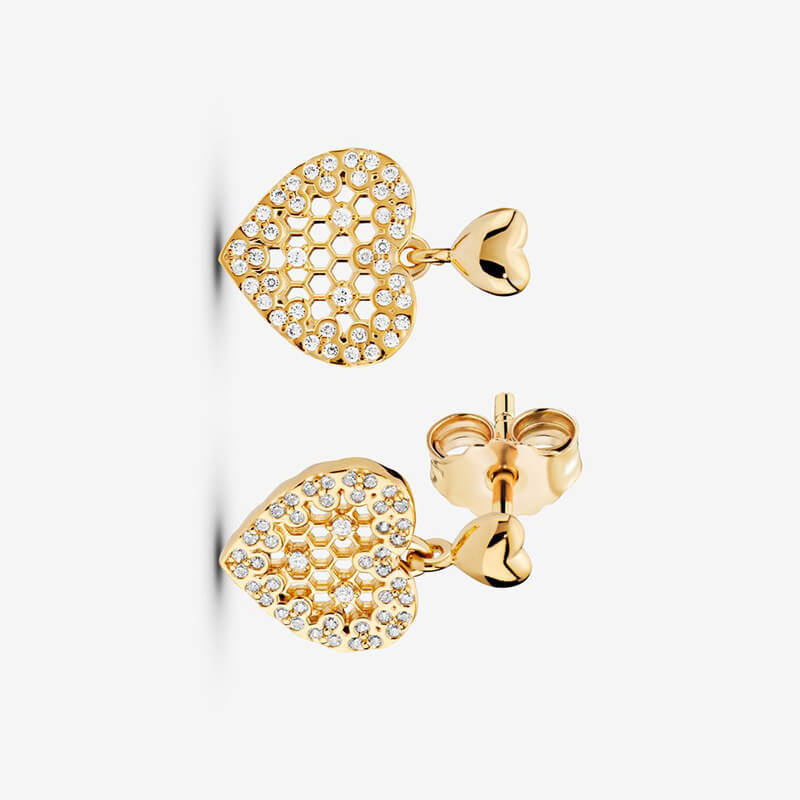 Honey Comb Lace Heart Earrings Honey Comb Lace Heart Earrings